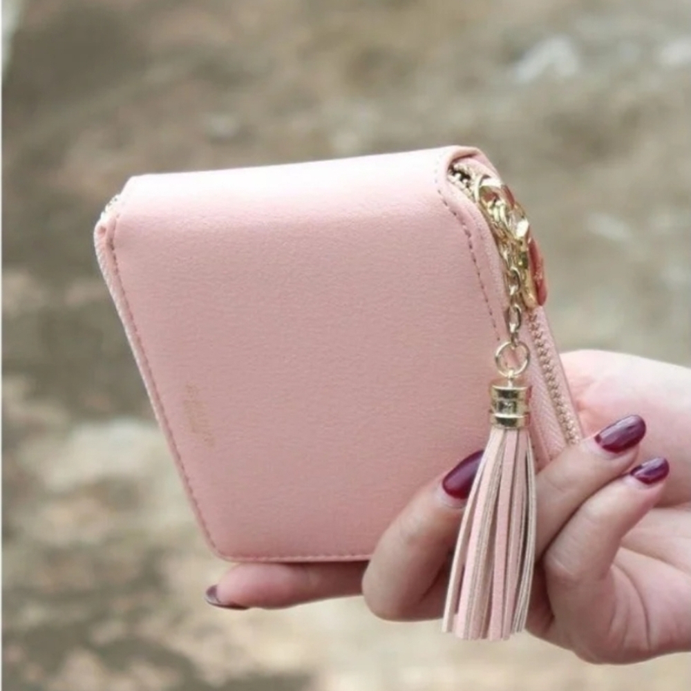 Pink Tassel Zip-Around Wallet
